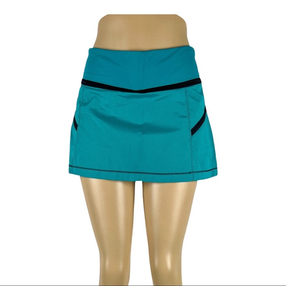 Lululemon Women 4 - 6 Skort Run Reflection Green Skort Tennis Gym Drawstring EUC - Picture 2 of 12